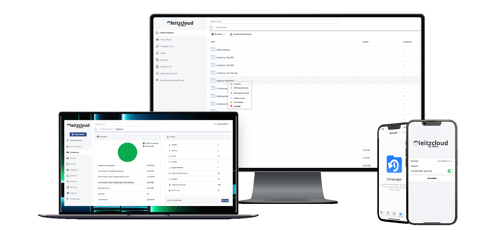 leitzcloud auf mehreren Plattformen dargestellt
