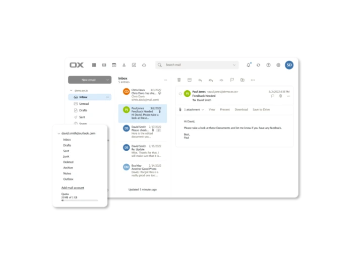 Screenshot von Open-Xchange