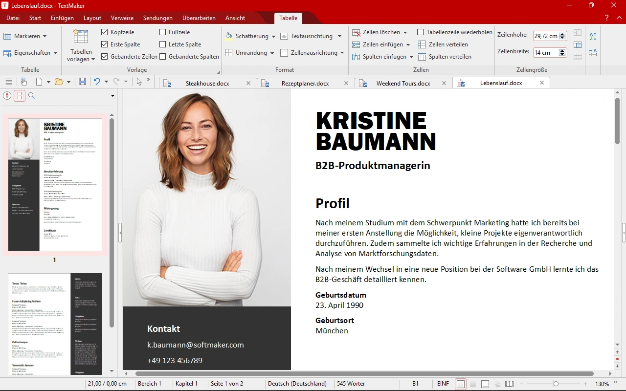 Screenshot von Textmaker Office